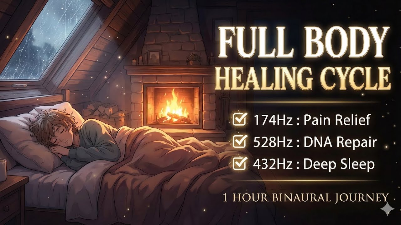 Heal While You Sleep: 1 Hour Full Body Repair & DNA Restoration (174Hz ➡ 528Hz ➡ 432Hz)