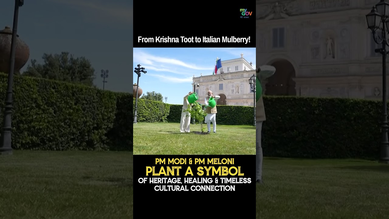 PM Modi & Giorgia Meloni Plant Trees Symbolising India-Italy Cultural Friendship