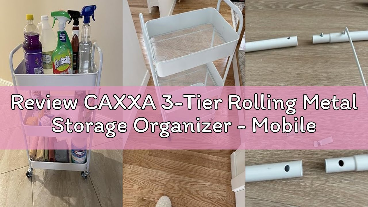 Review CAXXA 3-Tier Rolling Metal Storage Organizer - Mobile Utility Cart Kitchen Cart with Caster W