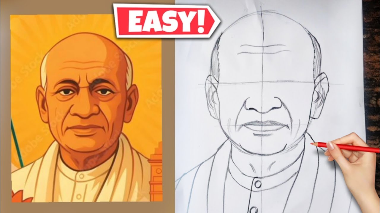 How to draw Sardar Vallabhbhai Patel Drawing | Sardar Patel Drawing