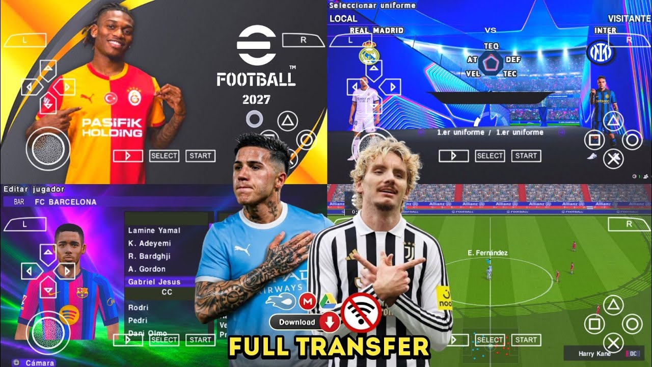 eFootball PES 2027 PPSSPP Android Offline Full Update UCL & League Kits 26/27 Season 4K Graphics