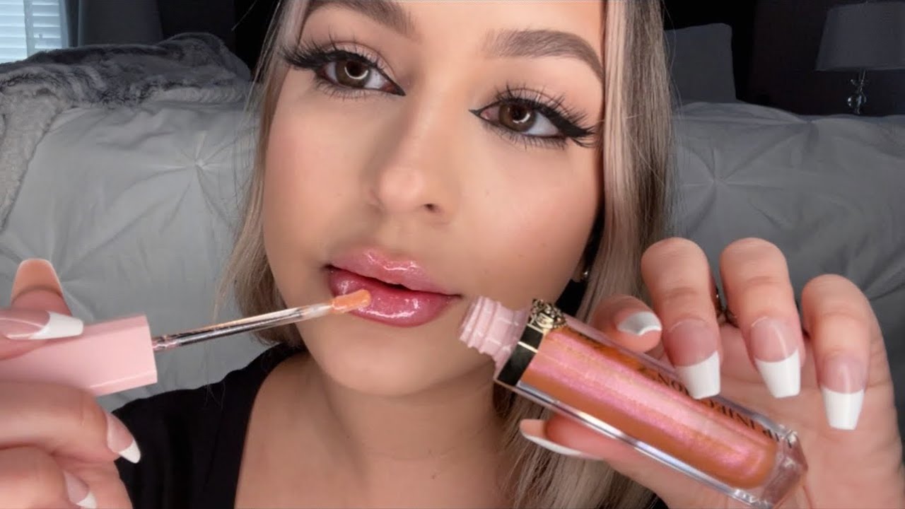 ASMR Lipgloss on me & you 💋 mouth sounds + light gum chewing