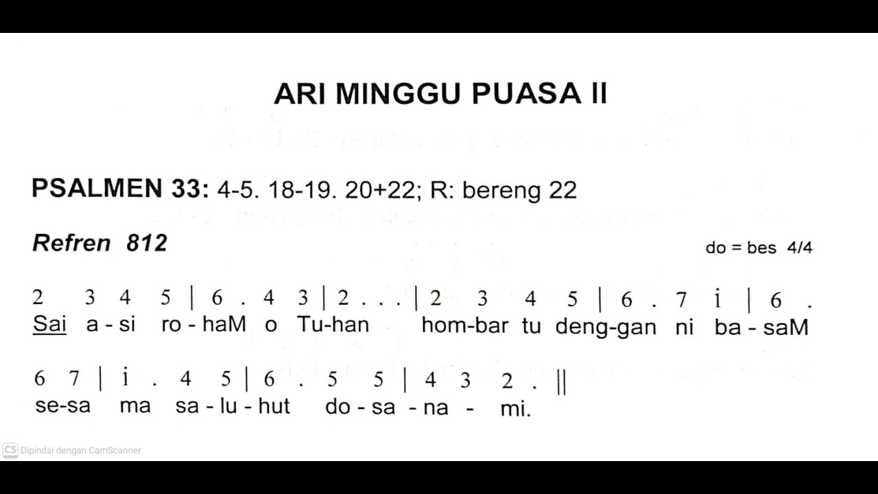 [Batak Toba] Minggu, 1 Maret 2026 - ARI MINGGU PUASA II (Paduahon) - Psalmen Hatopan - Taon A