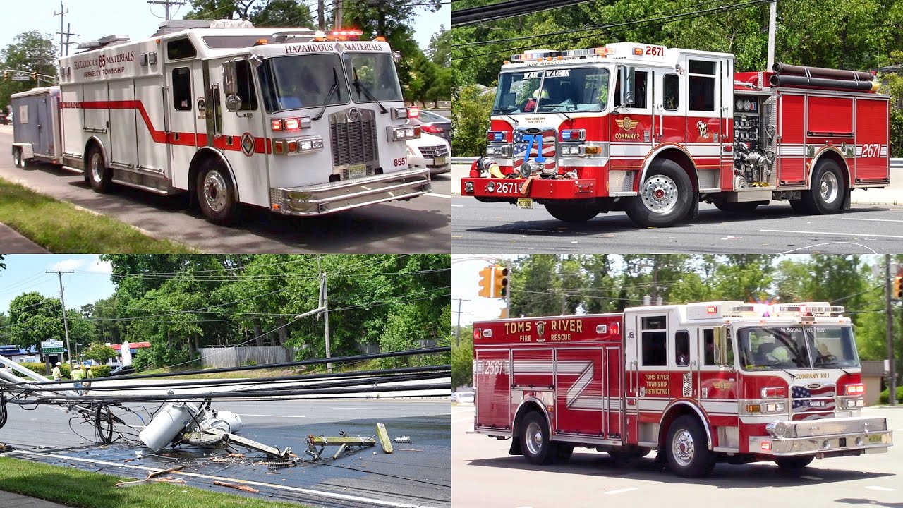 Fire Trucks Responding To A Hazmat Spill In Toms River Route 37 6-10-22