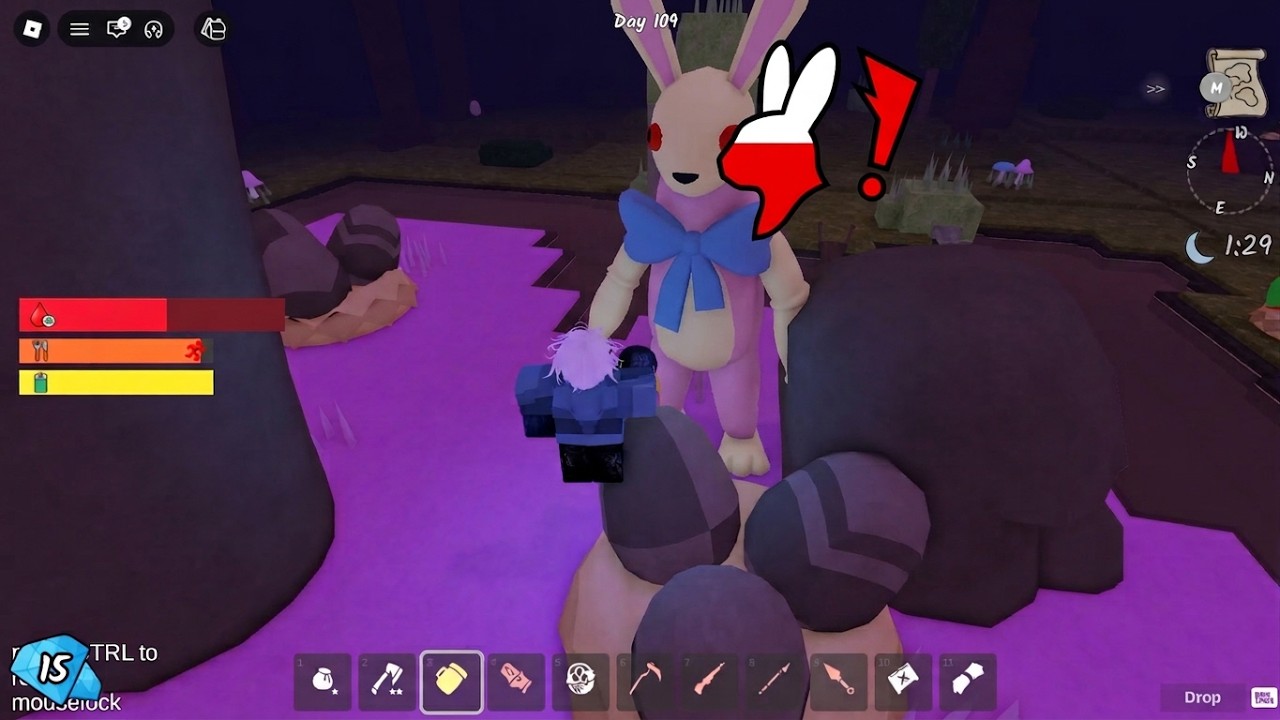 100 Days Speedrun The New Easter Bunny Update in 99 Nights in The Forest ROBLOX