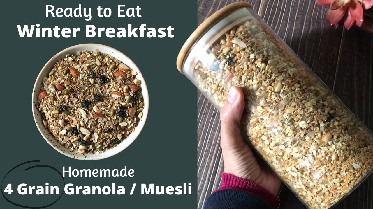 Ready to Eat Winter Breakfast | Healthy 4 Grain Homemade Bajra Granola / Muesli Recipe | Weight Loss