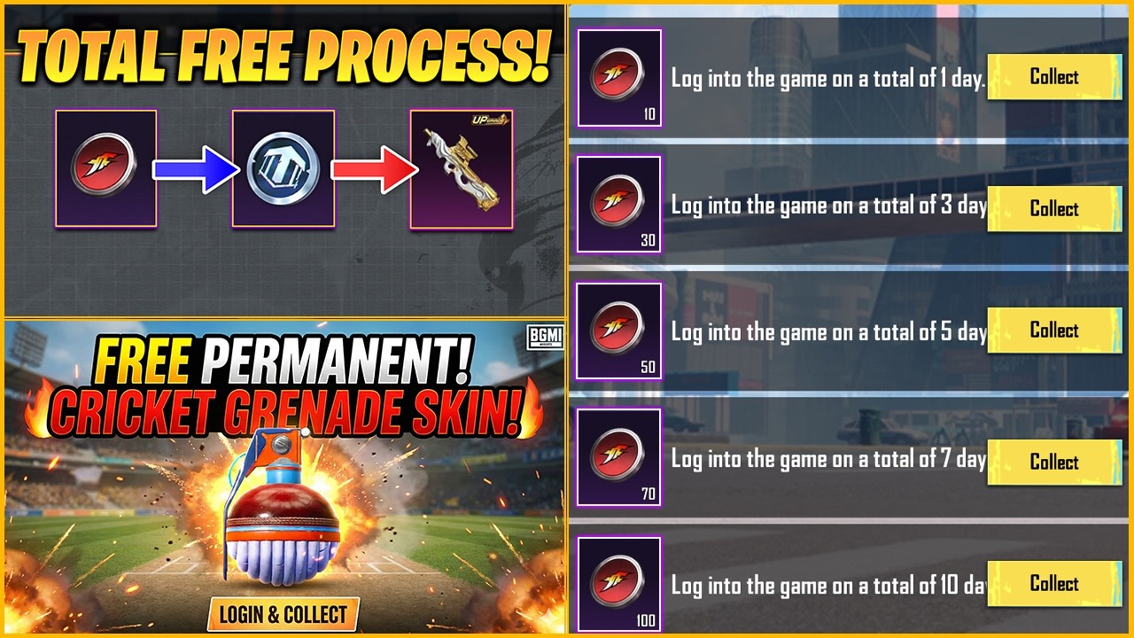 😍FOR BGMI/PUBGM FREE PLAYERS || HOW TO FREE REDEEM AND UPGRADED WEAPONS || GET GRENADE SKIN FOR FREE