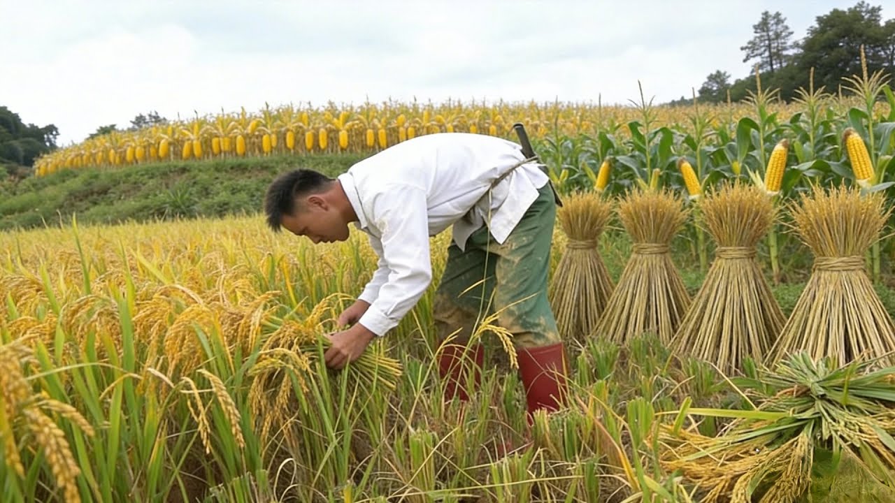 Traditional Rice Harvesting, Plowing Fields & Duck Farming in the Countryside