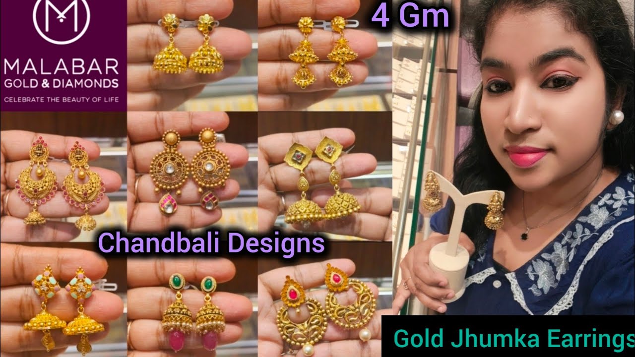 Malabar Gold Jhumka Earrings Designs Starts 4 Gml Malabar Gold Chandbali Earrings Designs with price