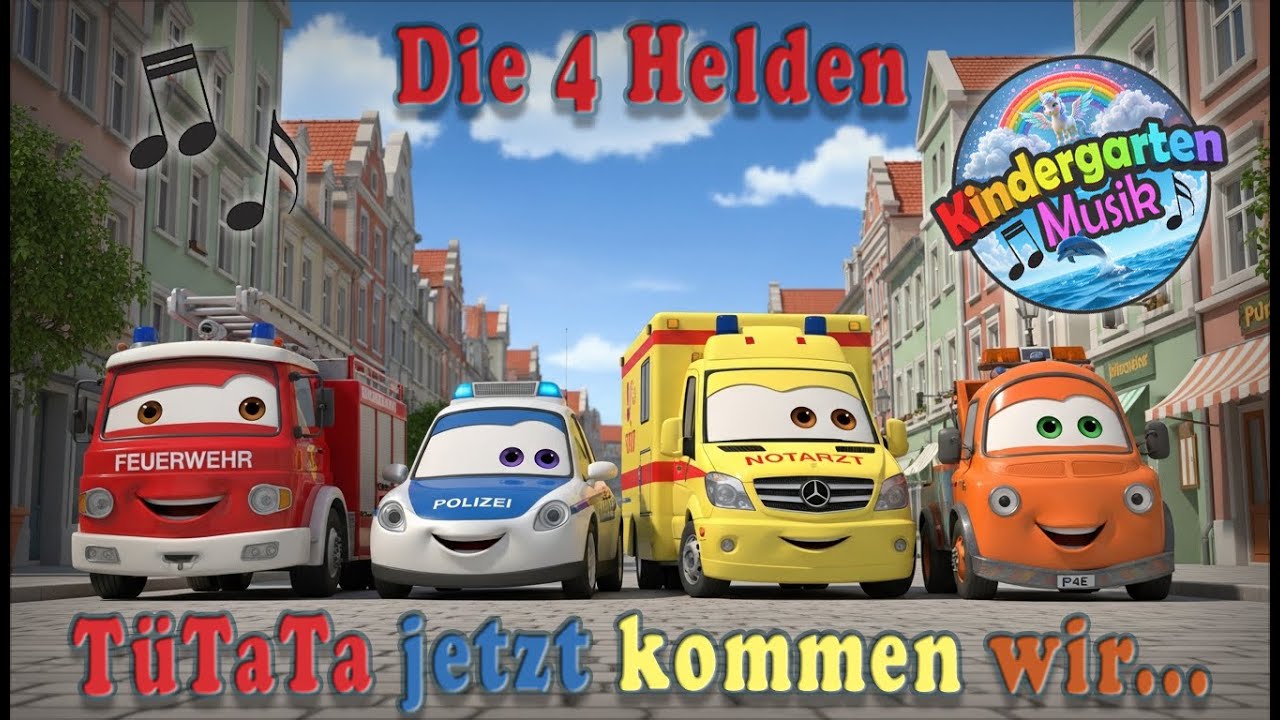 Tat&uuml;tata, jetzt kommen wir! 4 Helden, dass sind Wir! (Kinderlied &uuml;ber die Helfer auf 4 R&auml;dern)