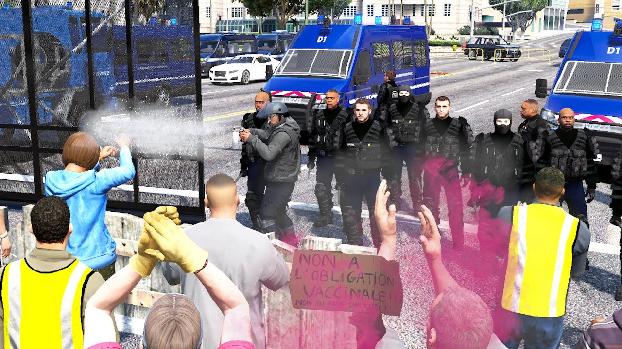 MANIF CONTRE LE PASS SANITAIRE CA DEGENERE [GTA 5 LSPDFR]