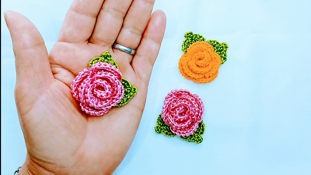 🌹 Rosa encanto para aplicação em crochê rápida e fácil de fazer | Crochê com a Francinilda