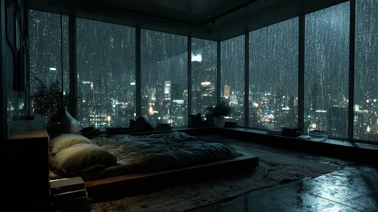 🌧️🪟 Midnight Rain Tapping on the Window | Cozy Bedroom Sounds for Deep Sleep