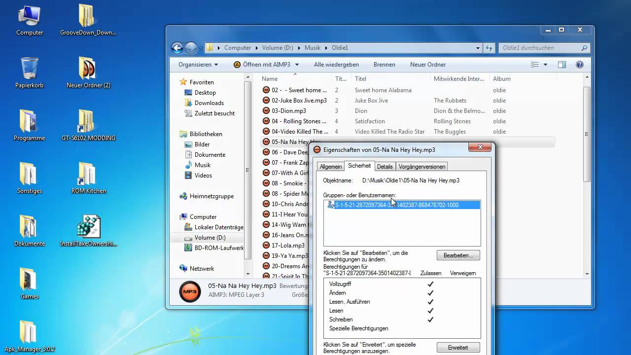 Besitzer und Berechtigungen (Ordner/Datei) in Windows &auml;ndern