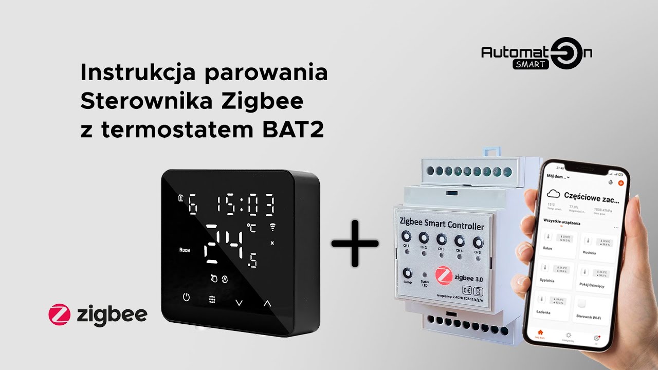 Połączenie termostatu BAT2 ze sterownikiem ogrzewania podłogowego Zigbee Tuya
