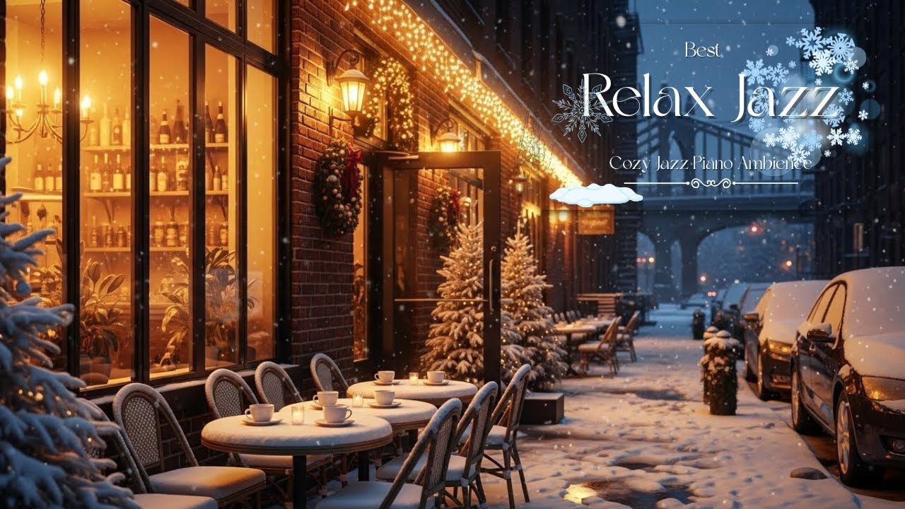 Gentle Winter Jazz 🌨️ Sleeping Cat & Snow Ambience | Deep Sleep Insomnia Cure