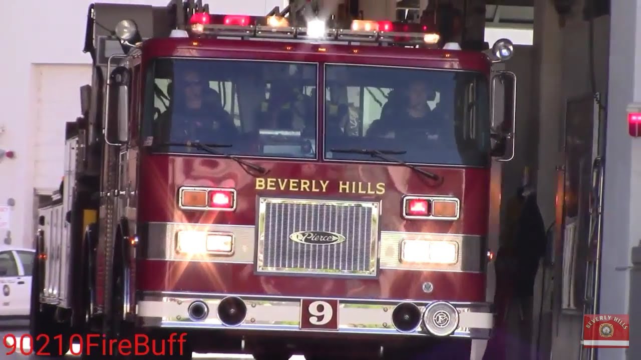 Beverly Hills Fire Dept. Rescue 1 & Truck 9 Responding