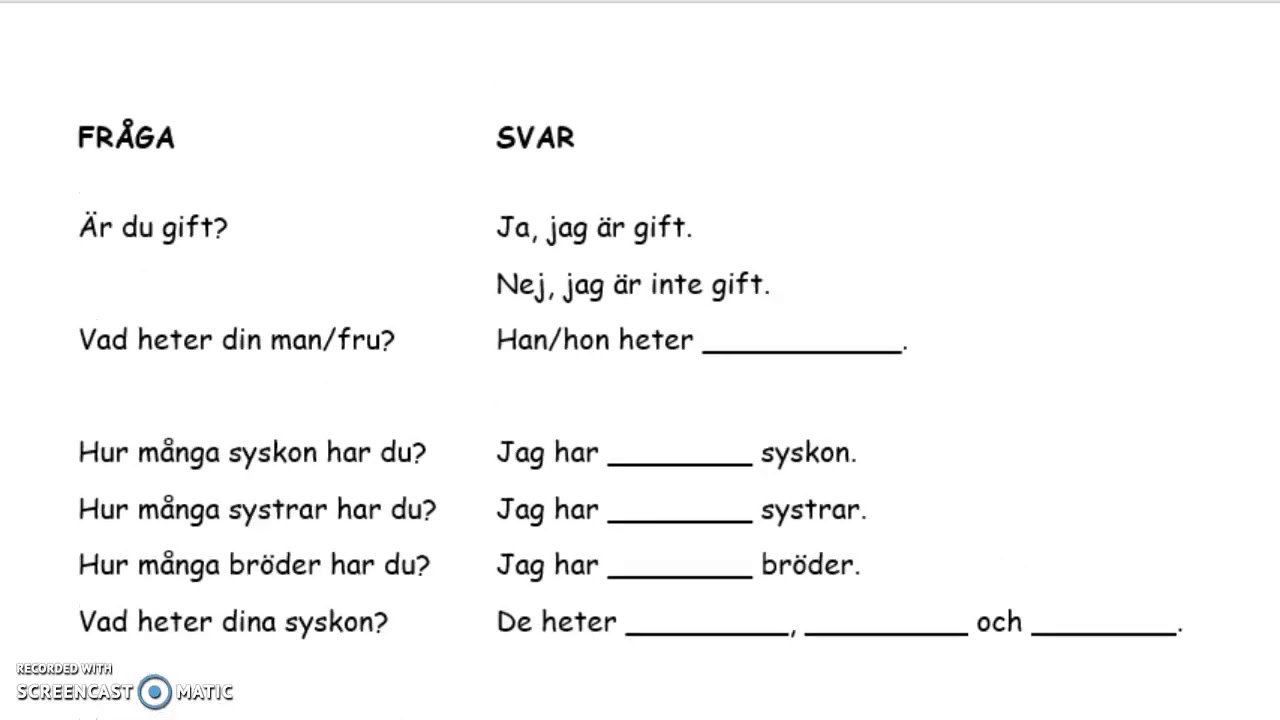 Frågor om familj