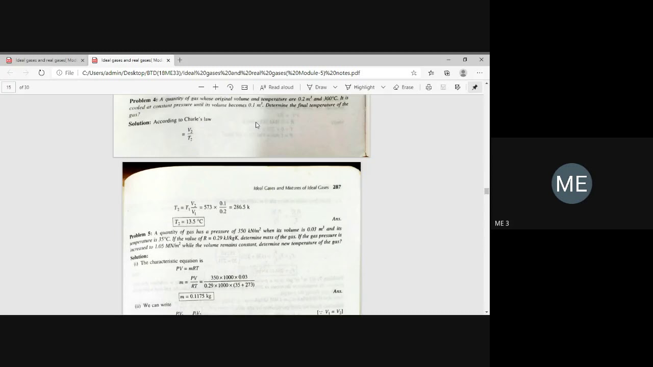 Ideal gas mixtures and real gases BTD III Sem