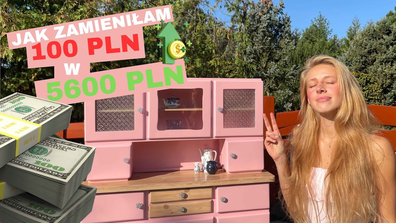 JAK ZAMIENIŁAM 100 PLN W 5600 PLN! | Odnowienie różowego kredensu z PRL-u