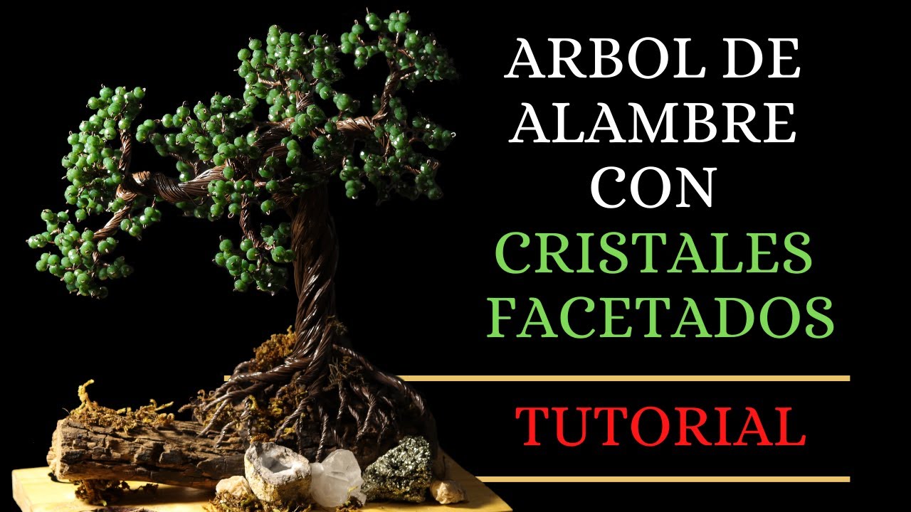 🌳TUTORIAL ARBOL DE ALAMBRE || con cristales facetados color verde olivo || PASO A PASO 🔴