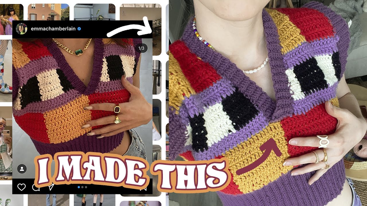 i made emma chamberlain’s sweater as a beginner (crochet with me)