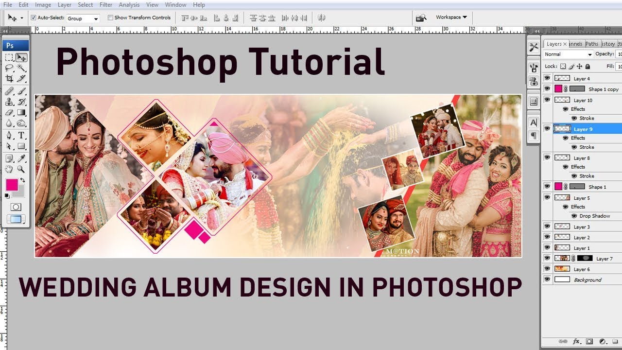 How to make Wedding Album Design in Photoshop cs || Photoshop Tutorial