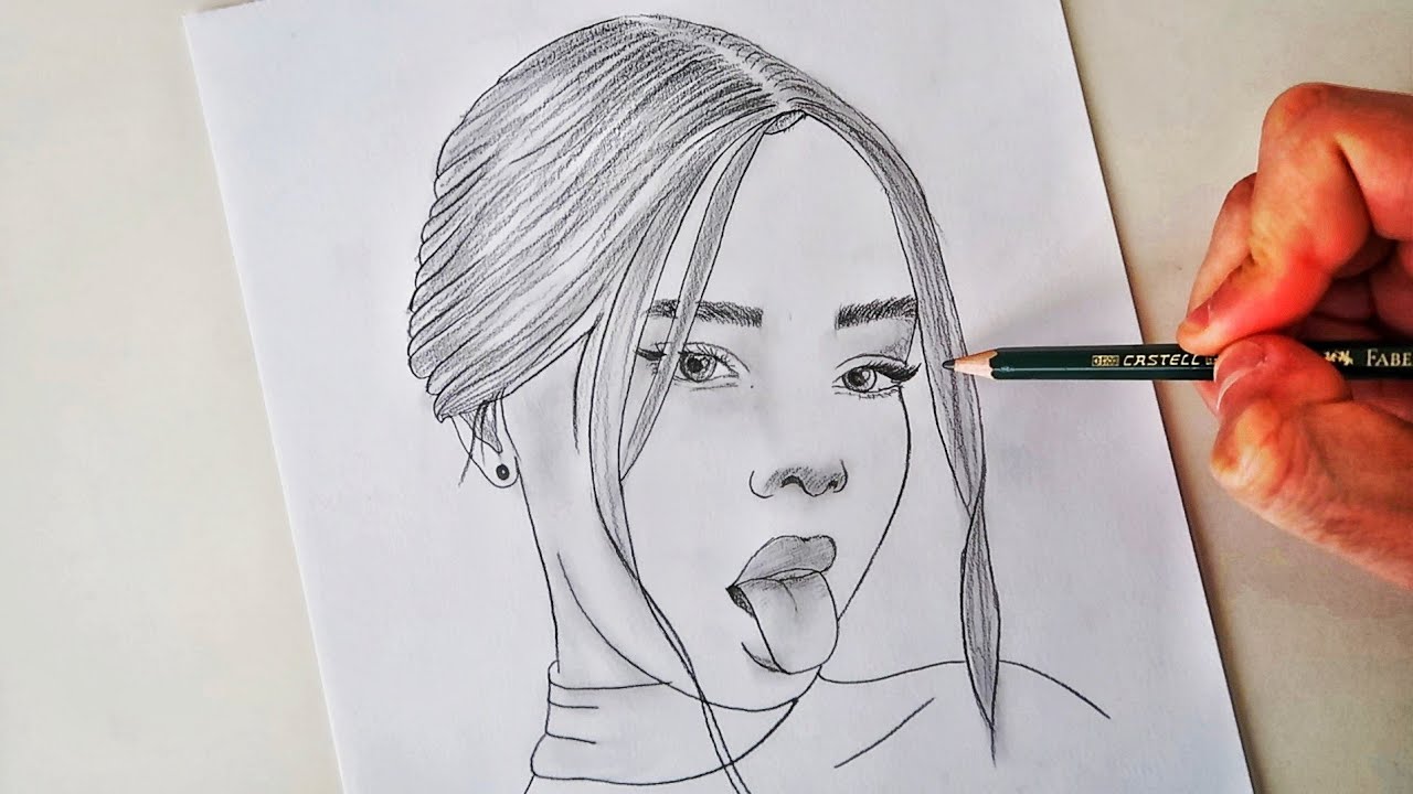 GÜZEL KIZ ÇİZİMİ KARAKALEM KOLAY / How to draw girl easy sketch