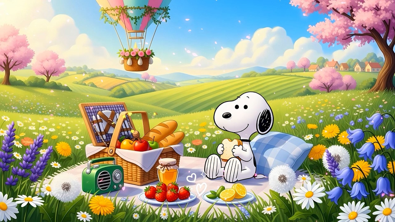 🌼 Snoopy’s Spring Meadow Picnic 🌸 Calm Lofi Study Session 🧺 Peaceful Lofi Chill Beats