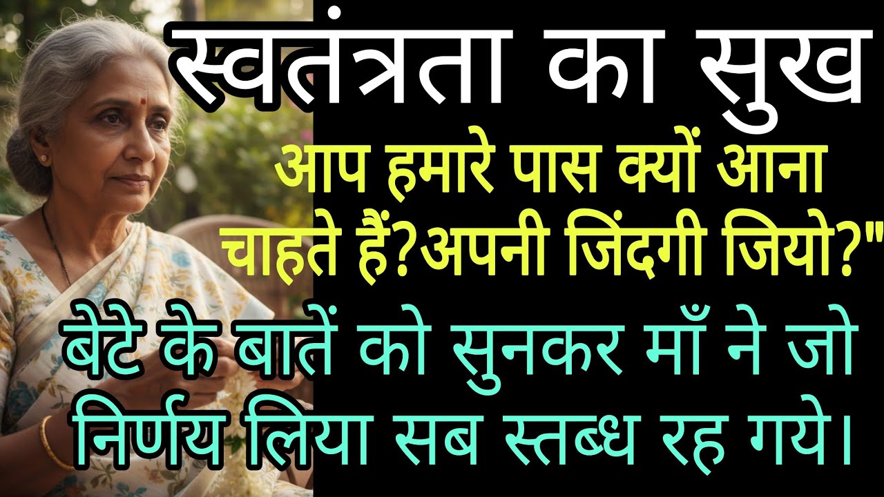 hindivoice।स्वतंत्रता का सुख।आप हमारे पास क्यों आना चाहते हैं?बेटे की बातें सुनकर माँ ने जो निर्णय..