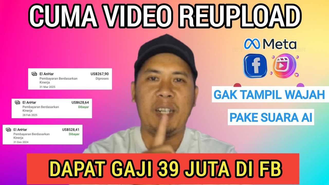 GAJI FACEBOOK PRO 39 JUTA CUMA VIDEO REUPLOAD !! GAK TAMPIL WAJAH | PAKE SUARA AI