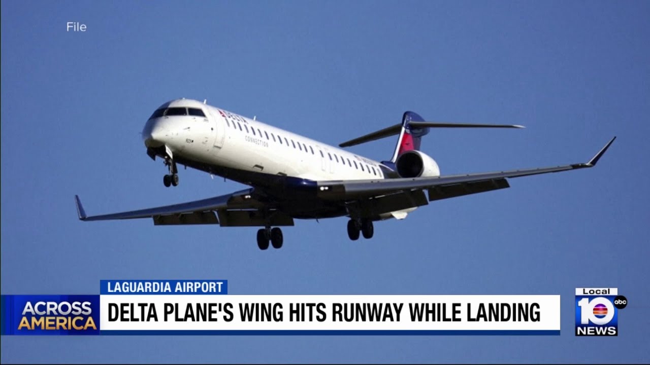 Delta plane strikes wing on runway while landing in New York