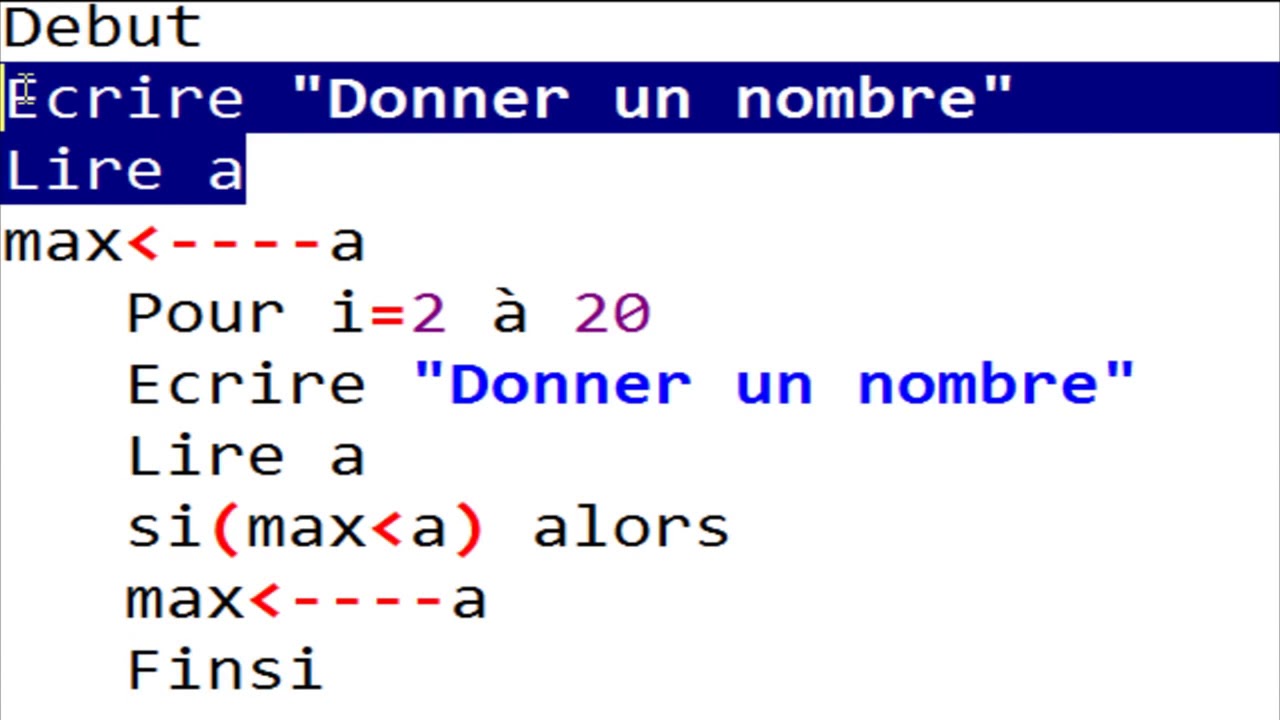 Algorithme Partie 13 Exercice Nombre max