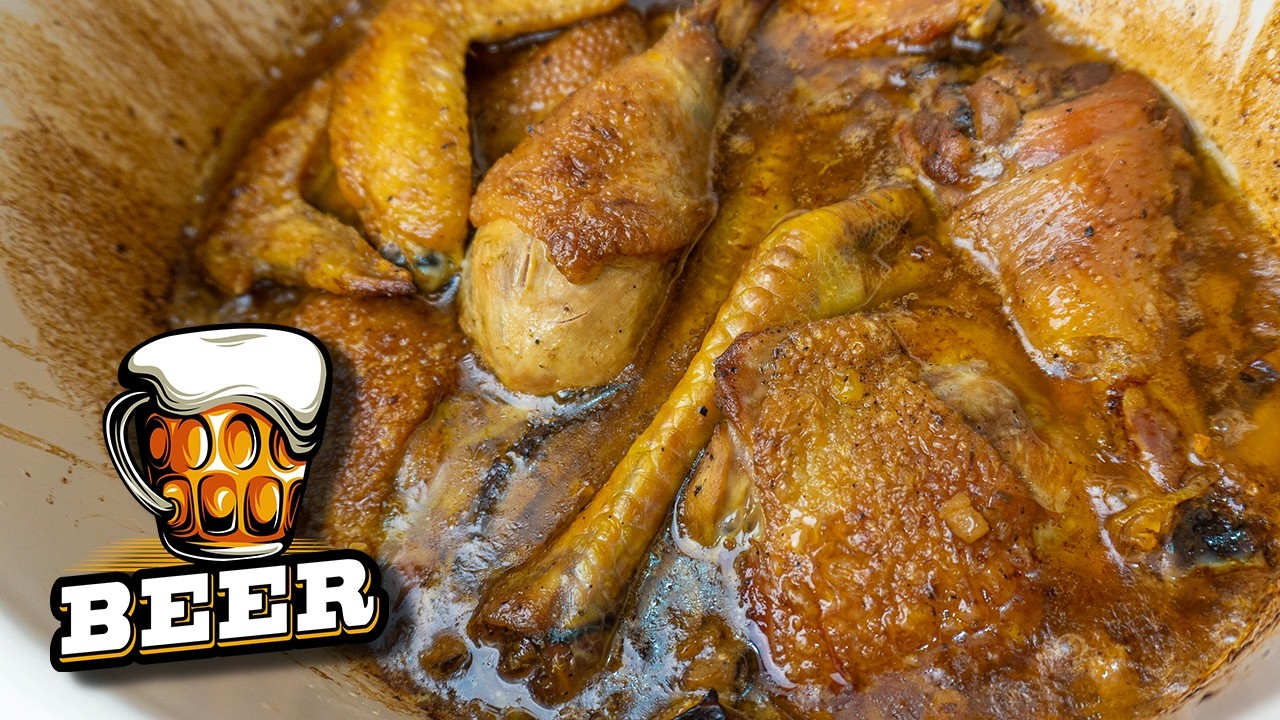 🔥C&oacute;mo hacer POLLO GUISADO en OLLA LENTA con CERVEZA 🍺🤤
