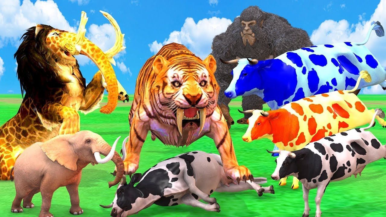 15 Mammoth Elephant Zombie Wolf vs Zombie Tiger | 10 Giant Lion Tiger Attack Cow Saved By Mammoth