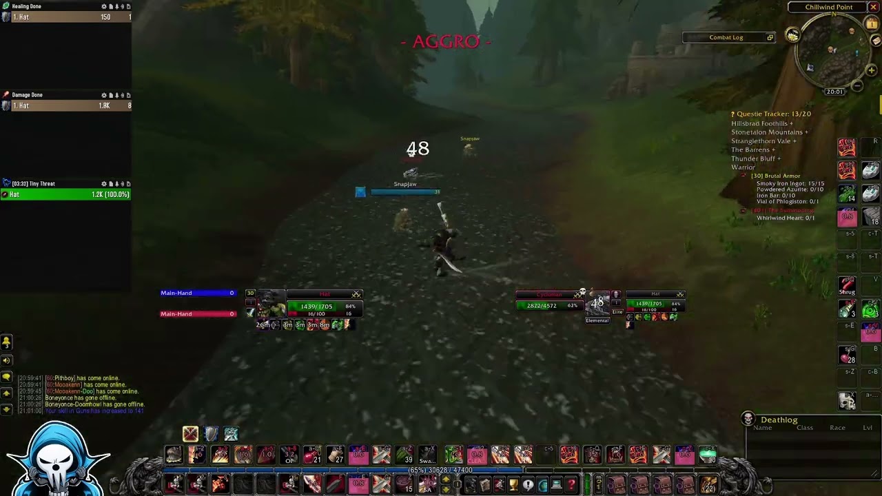 WoW Classic Hardcore \ Doomhowl | Cyclonian solo at level 30 with a gun (4x speed)