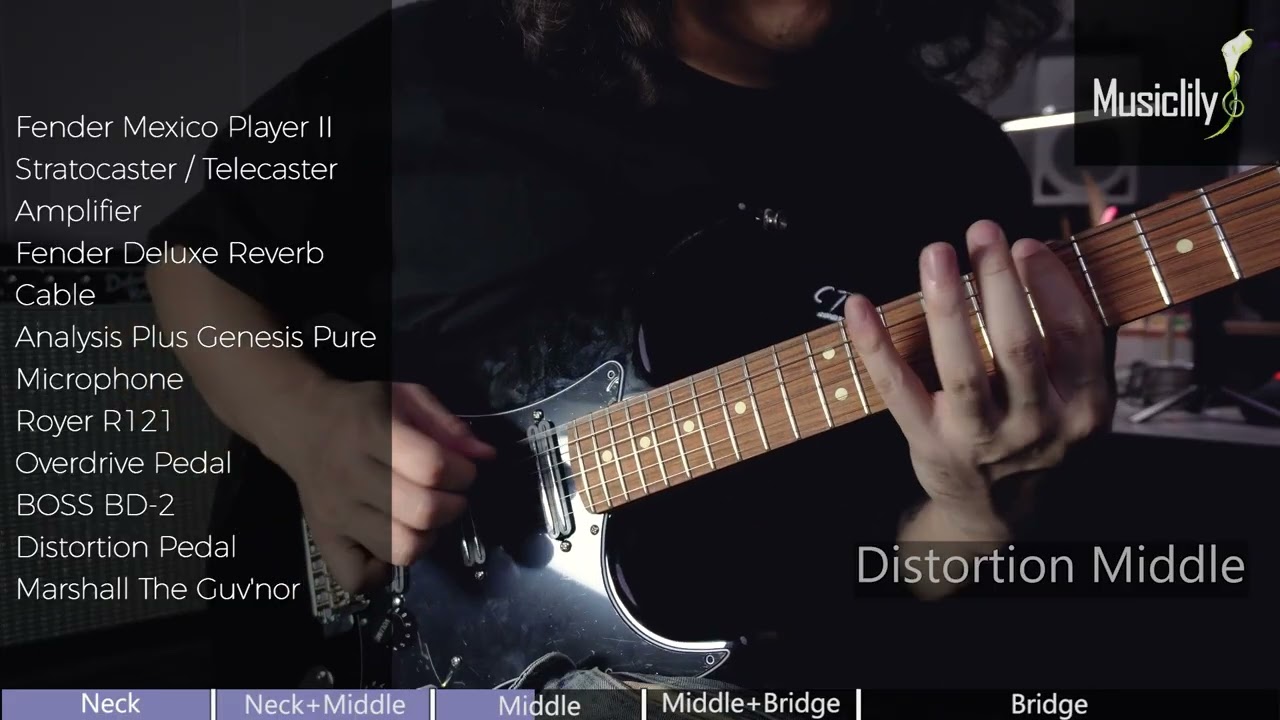 Distortion Sound Demo: Musiclily Pro ST-DPHA Alnico 5 Dual Single Coil Sized Humbucker Pickup Set