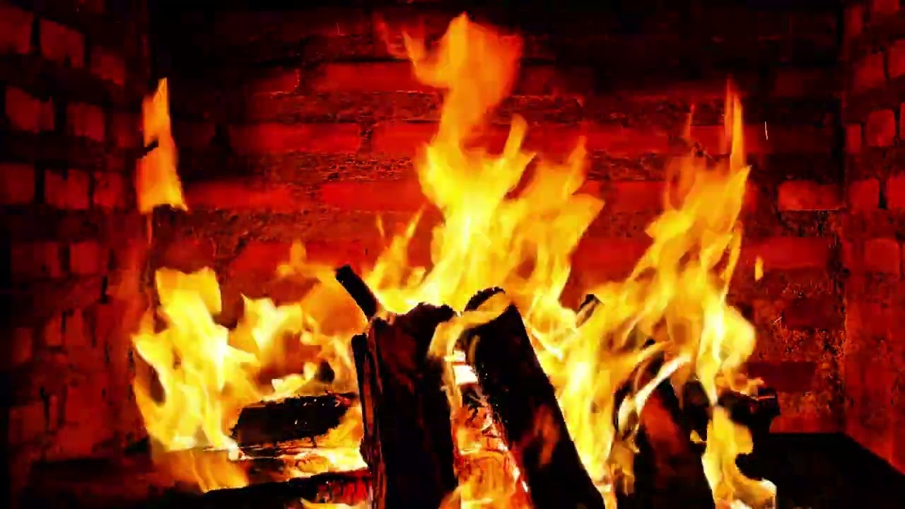 Relaxing Fireplace in Brick Room for Cozy Winter Evenings 🔥❄️