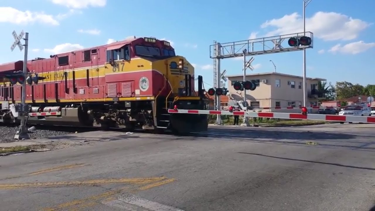 LONG Train Knocks Down Signal