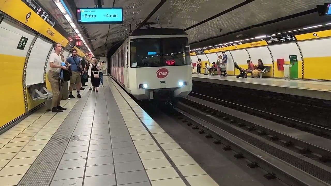 Metro Barcelona L4 Trayecto de Urquinaona a Via Julia en Serie 2157 Sin Reformar y Pitada 