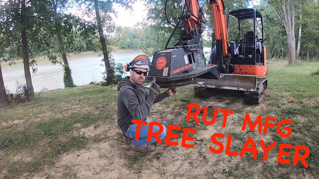 RUT MFG Tree Slayer Brush Cutter on Kubota KX040-4