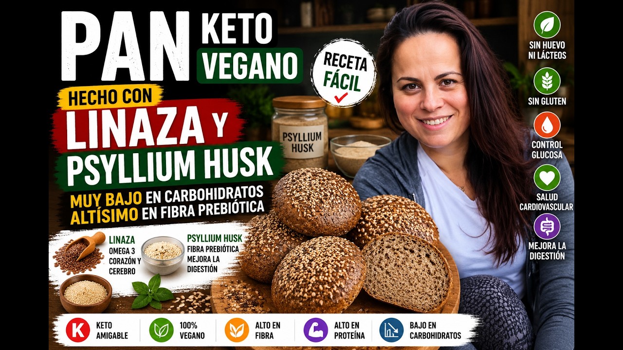 Pan Keto Vegano con Ajonjolí, Linaza y Psyllium - ¡Solo 2g de Carbohidratos y 6 GRAMOS DE PROTEINA!