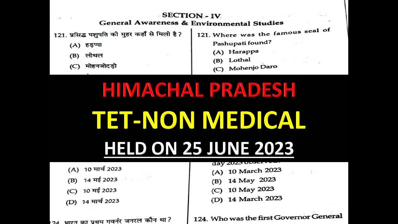 HP TET NON MEDICAL HELD ON 25 JUNE 2023 SOLVED ANSWER KEY