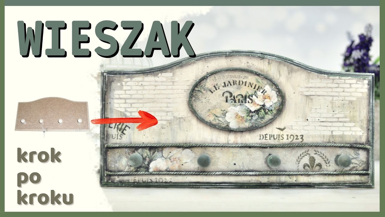 Decoupage wieszak ścienny (tutorial) krok po kroku No. 879