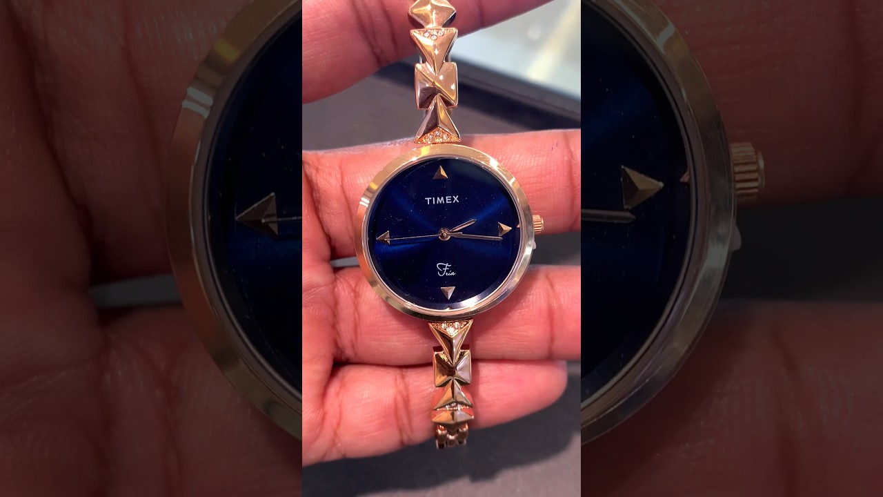 Timex rose gold watch dark blue dial collection 