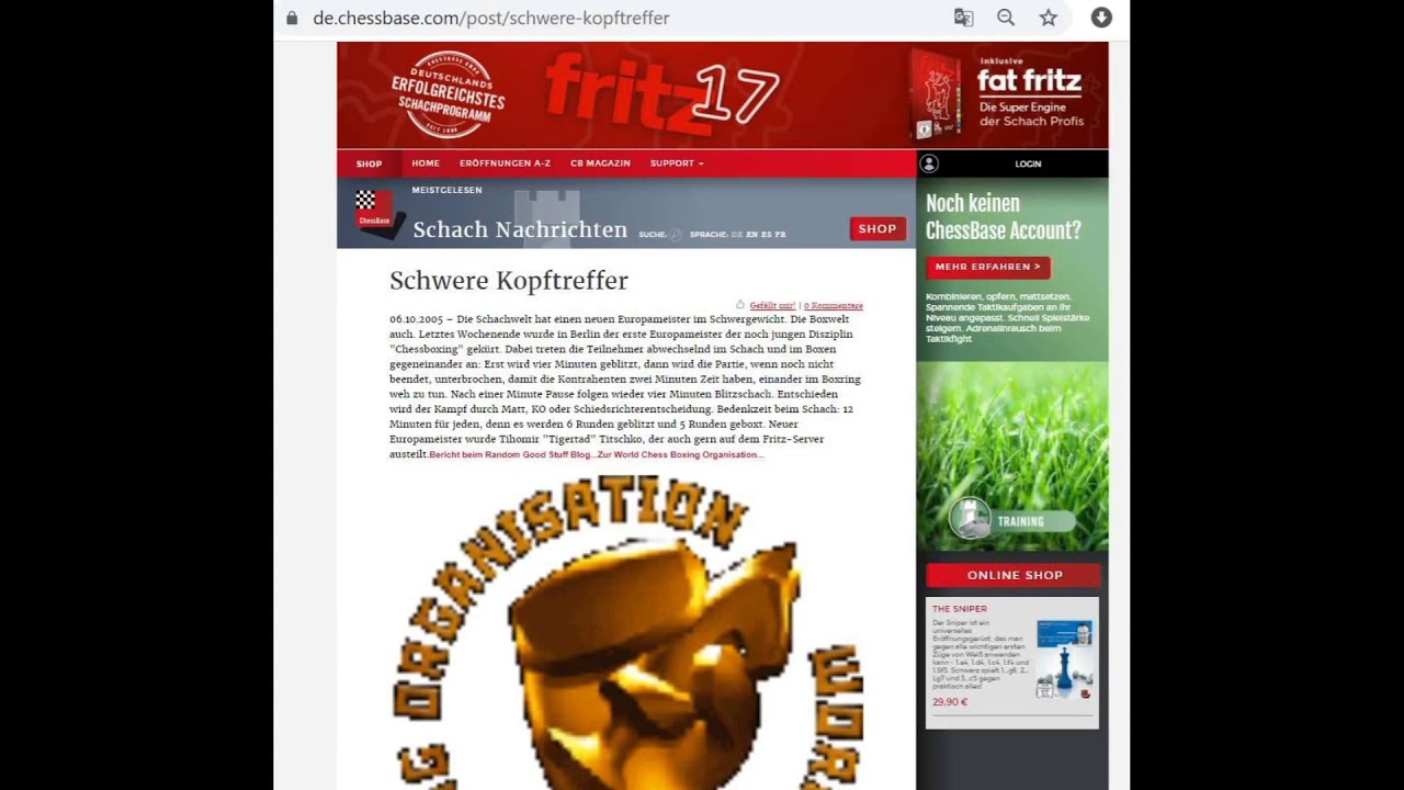 ChessBase Germany -for the First European Chessboxing Champion FIDE Master Tihomir Dovramadjiev 2005