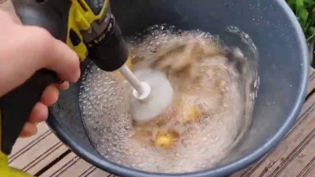 How to wash potatoes with a drill and a (unused) toilet brush!