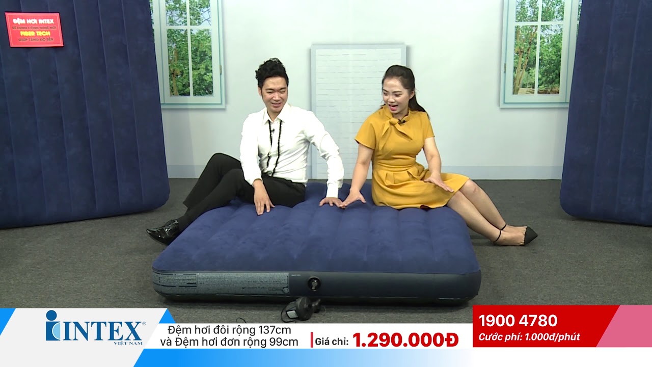 Đệm hơi Intex - tặng bộ bơm hơi, v&aacute; cao cấp (bảo h&agrave;nh ch&iacute;nh h&atilde;ng 1 năm)