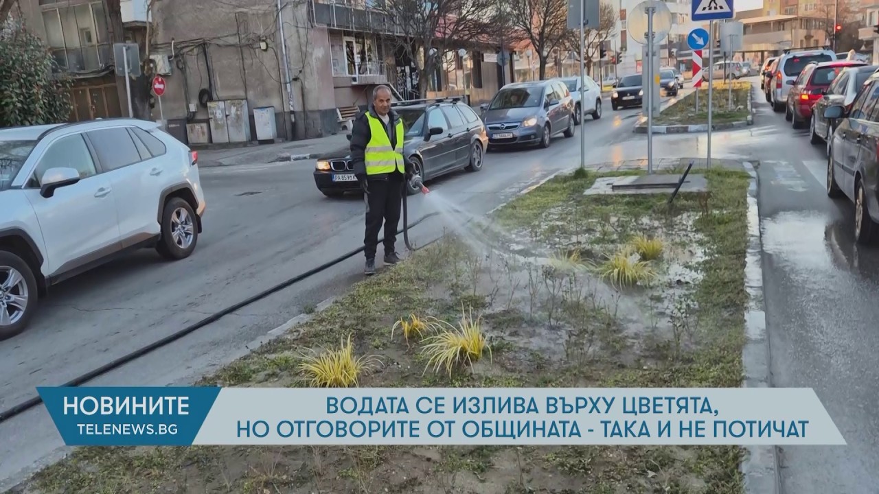 Водата се излива върху цветята, но отговорите от общината – така и не потичат