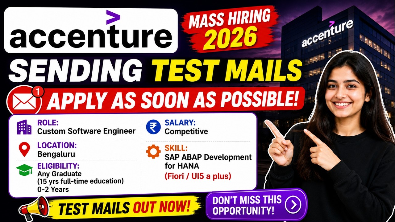 Accenture Sending Test Mails | Mass Hiring 2026 | Custom Software Engineer | Apply ASAP
